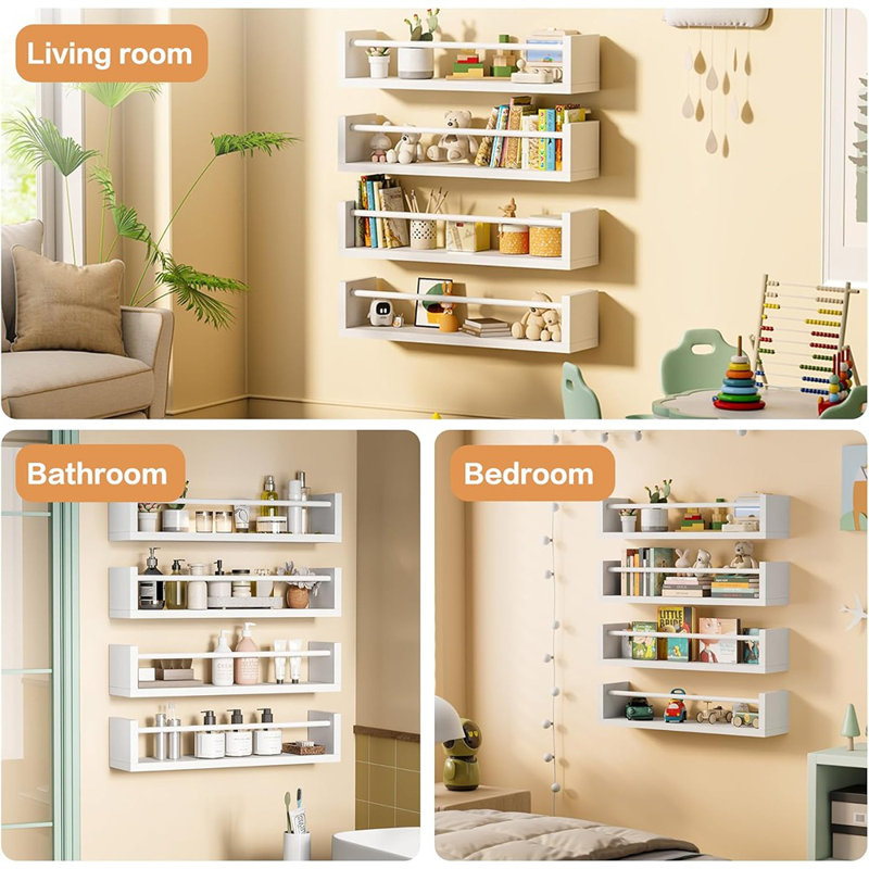 Ensemble de 4 étagères à livres flottantes pour chambre de bébé et rangement de jouets