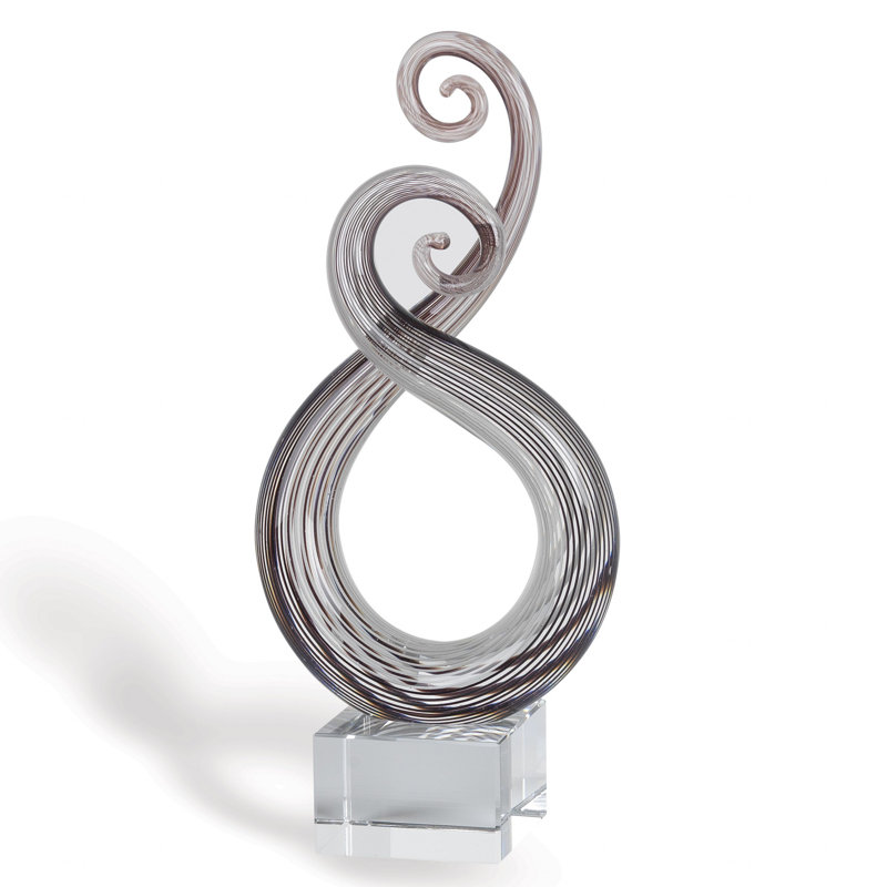 Hatherop 11" Clear and Brown Murano Glass Modern Abstract Tabletop Sculpture