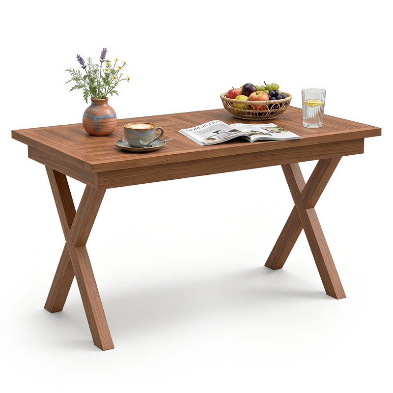 Table de bout d'extérieur à 2 niveaux pour table de bout en bois d'eucalyptus avec plateau à lattes