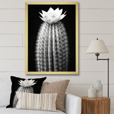 Cactus gris élégant en monochrome I - impressions sur toile florales et botaniques