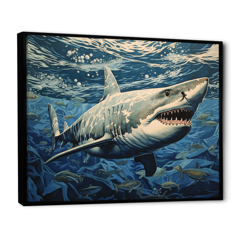 " Shark Echo Painting ", Black Floater Framed, 34" H x 44" W x 1.5" D