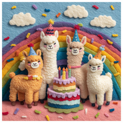 Tapis de bain Felt Llamas Birthday Cake