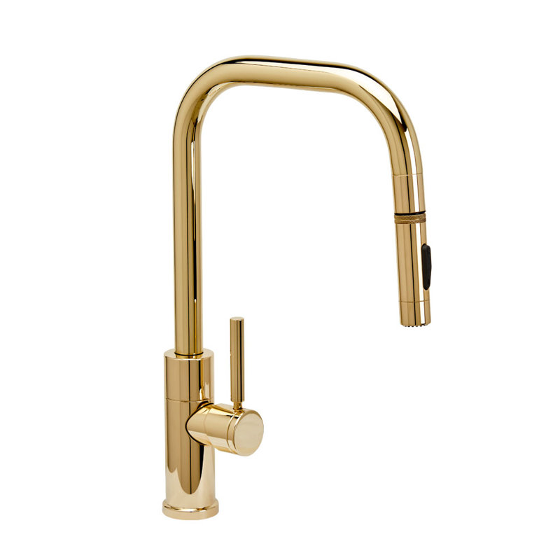 Fulton Modern Plp Pulldown Faucet - Angled Spout - Toggle Sprayer, Unlacquered Polished Brass
