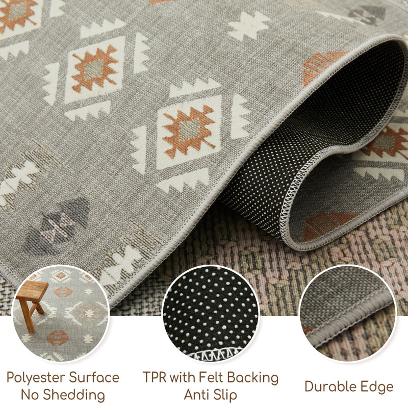 Minimalist Geometric Printed Area Rug, Rectangle 60 x 110 cm