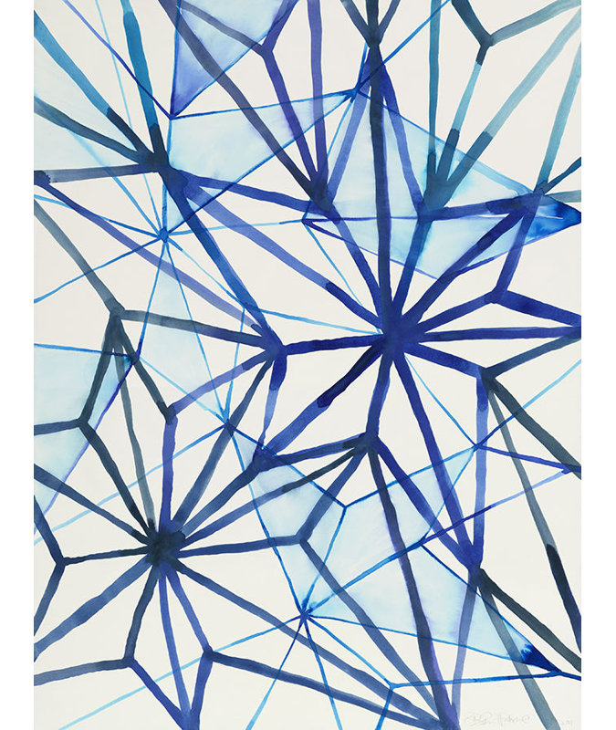 «Blue Fracture» par Hable Susan - Peinture, Couche de verre, H 48 po x l 36 po