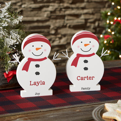 Bonhomme de neige en bois personnalisé Family