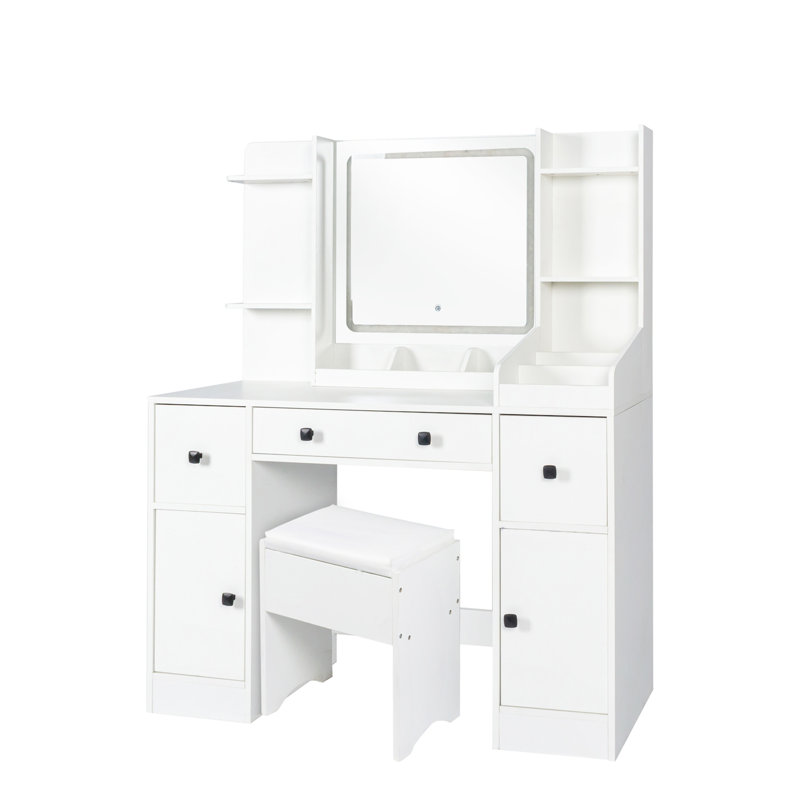 Meuble-lavabo avec miroir et lumières Bureau de maquillage avec tiroirs et armoire