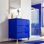 Meuble-lavabo bleu l 32 po x P 18 po avec comptoir en porcelaine blanche et lavabo intégré Linelle