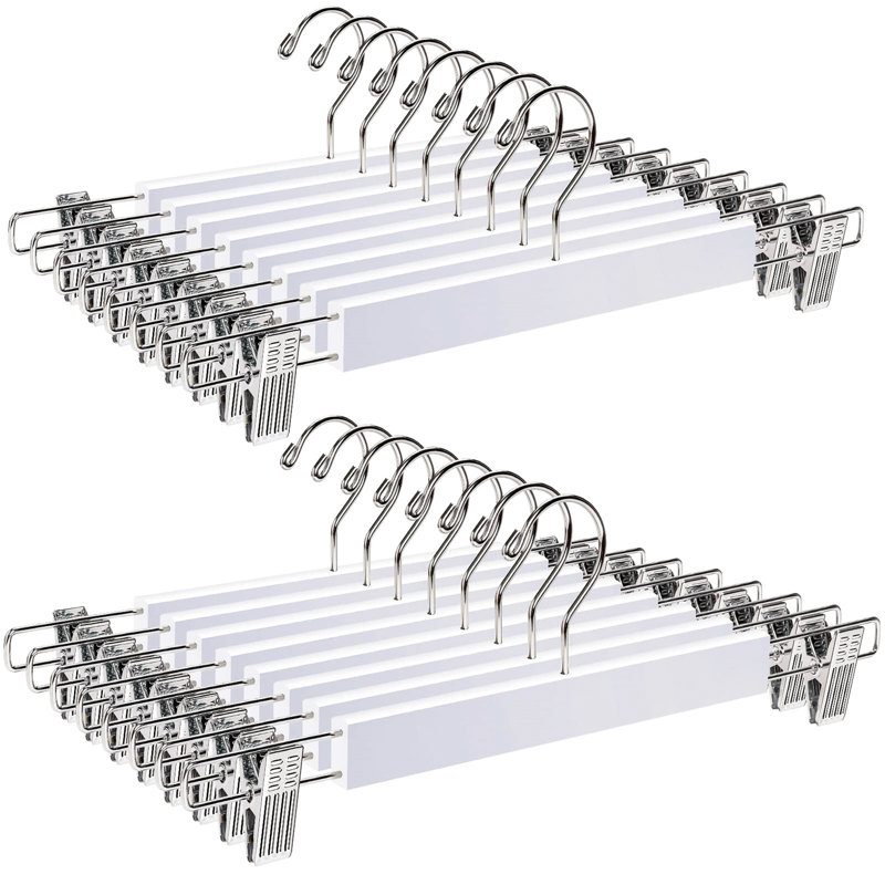 Hymel Wood Hangers With Clips, White