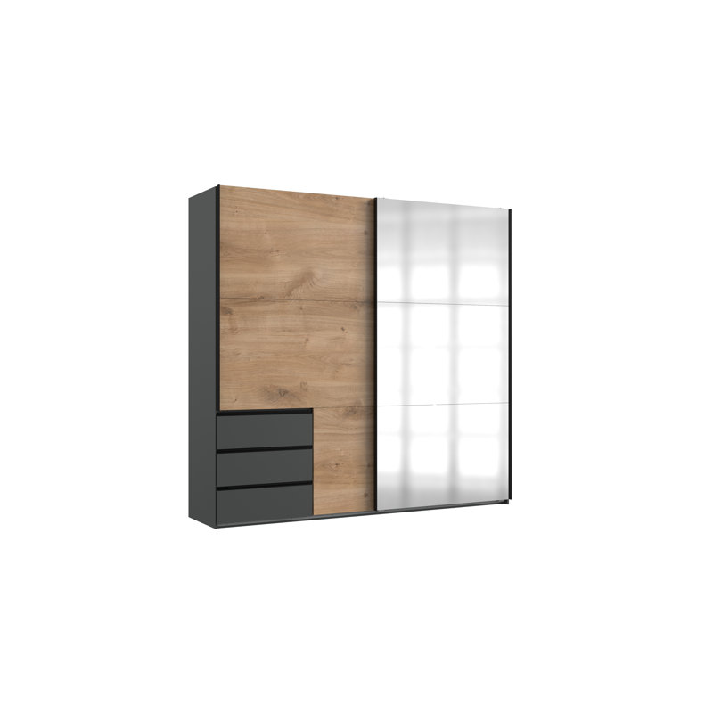 Guardino 2 Door Wardrobe, Graphite/Plank Oak, 236cm H x 250cm W x 65cm D