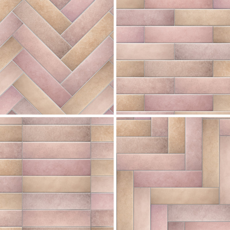 Heritage 2" x 10" Porcelain Stone Look Wall & Floor Tile, Pink