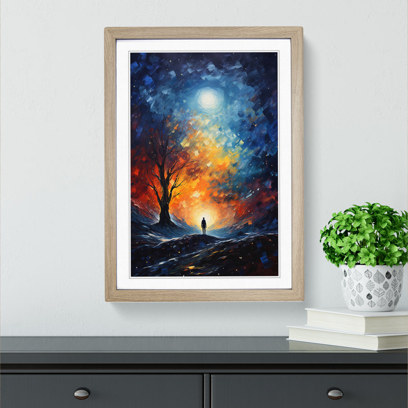 Single Picture Frame Print on Wood, 46cm H x 34cm W, Oak Framed