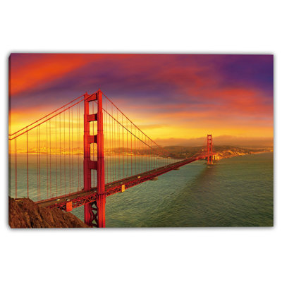 Golden Gate Sunrise Radiance - Art mural sur toile tendue