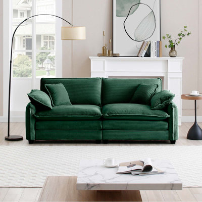 Modern Sofawarm And Cozy  Sofa With 4 Pillows Upholstered Large Deep Seat 2 Seater Sofa  , Corduroy