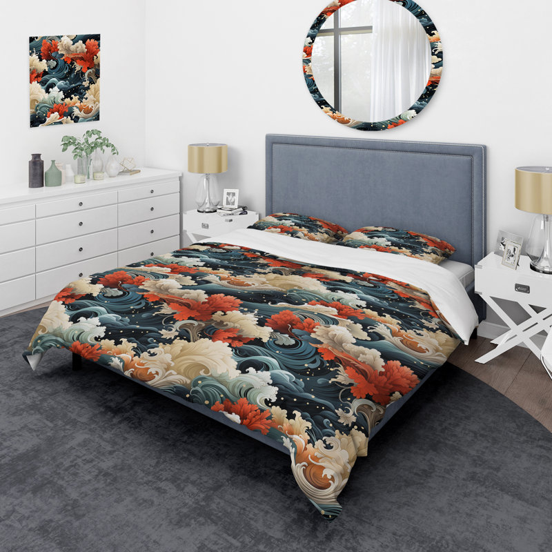 Ensemble de housse de couette Blue Harmony, Housse de couette simple + 1 taie décorative stan