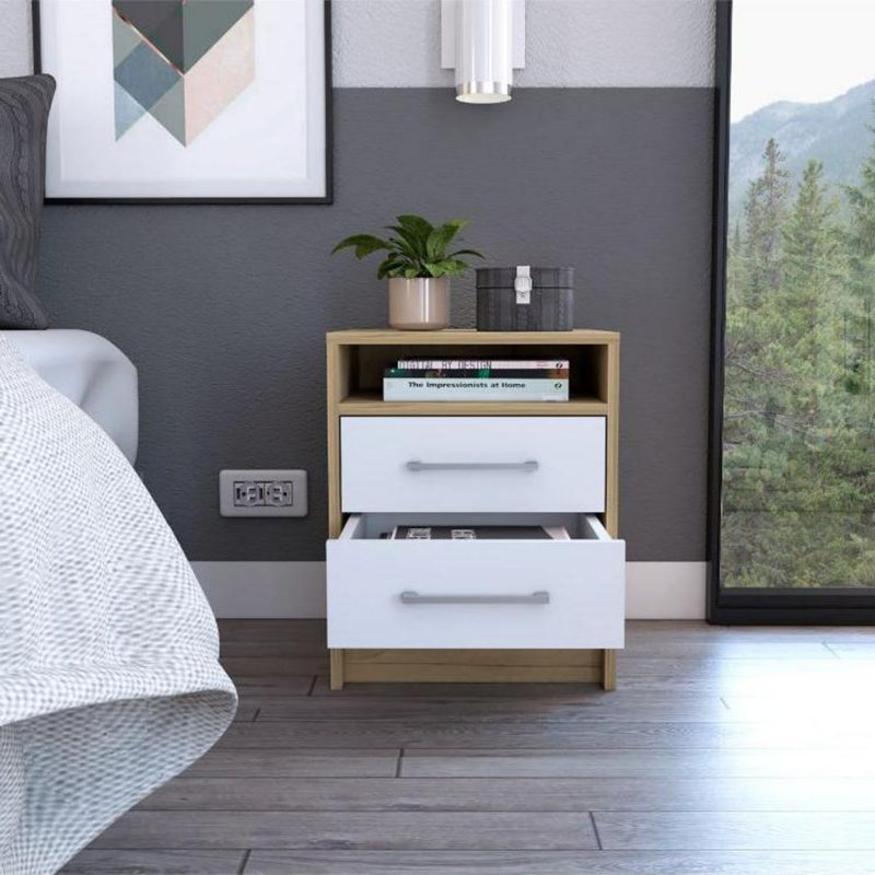 Modern Minimalist Nightstand, Blanc