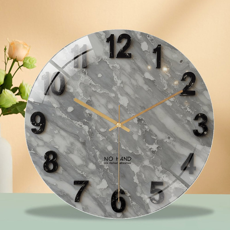 Horloge murale en marbre Modern Home Decor Unique Design Art - Horloge murale moderne en verre 12 po
