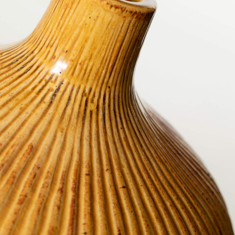 Vase urne ambré texturé H 8 po