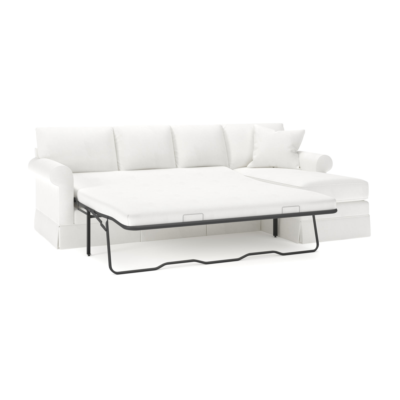 Friedman Sleeper Sectional with Chaise, Classic Bleach White Twill, Right Hand Facing