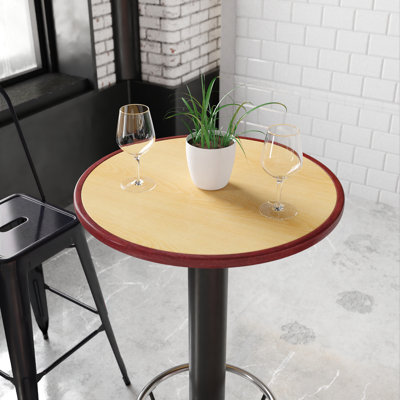 Hjorring 24" Round 2-Tone High-Gloss Resin Table Top with 2" Thick Drop-Lip