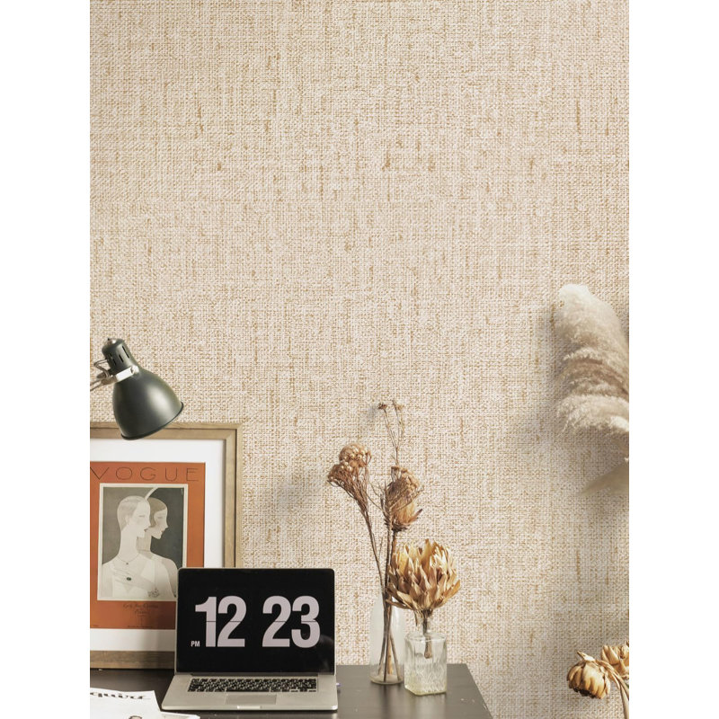 Papier peint auto-adhésif beige en toile de ramie auto-adhésive