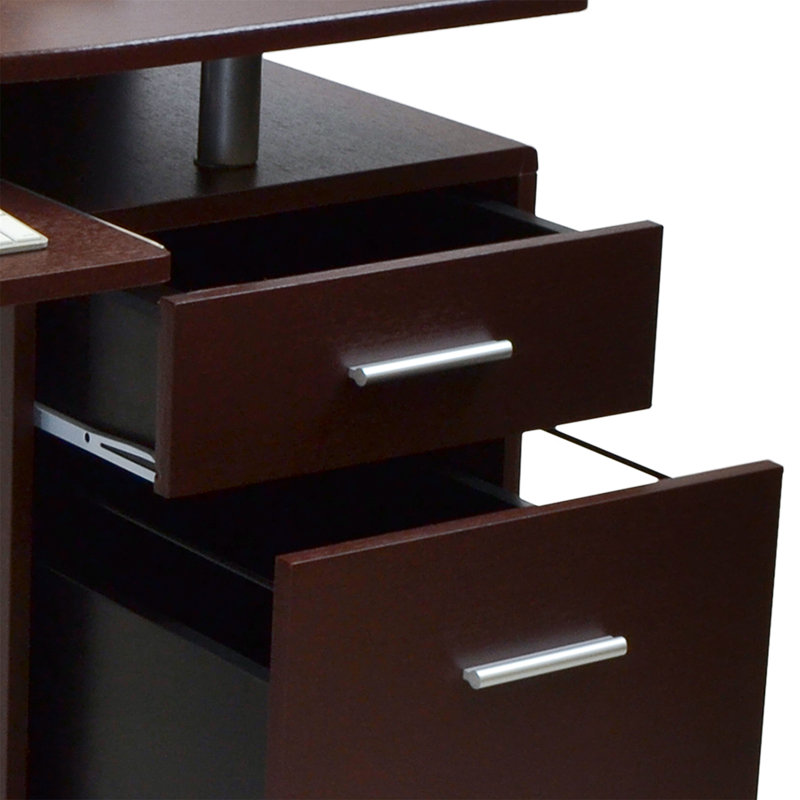 Latitude Run® Stylish Computer Desk with Storage, Chocolate