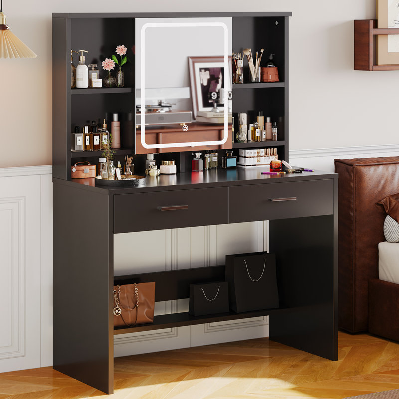 Dressing Table with Mirror, Espresso