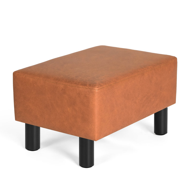 Sciacca Faux Leather Ottoman, Dark Orange