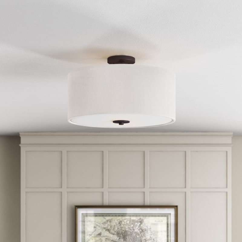 Lembrick Fabric Semi Flush Mount, Oil Rubbed Bronze