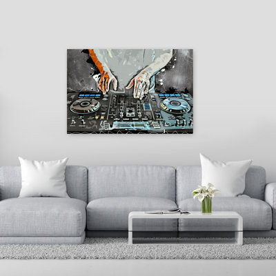 Dj Hands Mixing Music Abstract Contemporary Wall Art