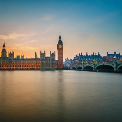 Houses Of Parliament At Night, London by Sborisov - Wrapped Canvas Print