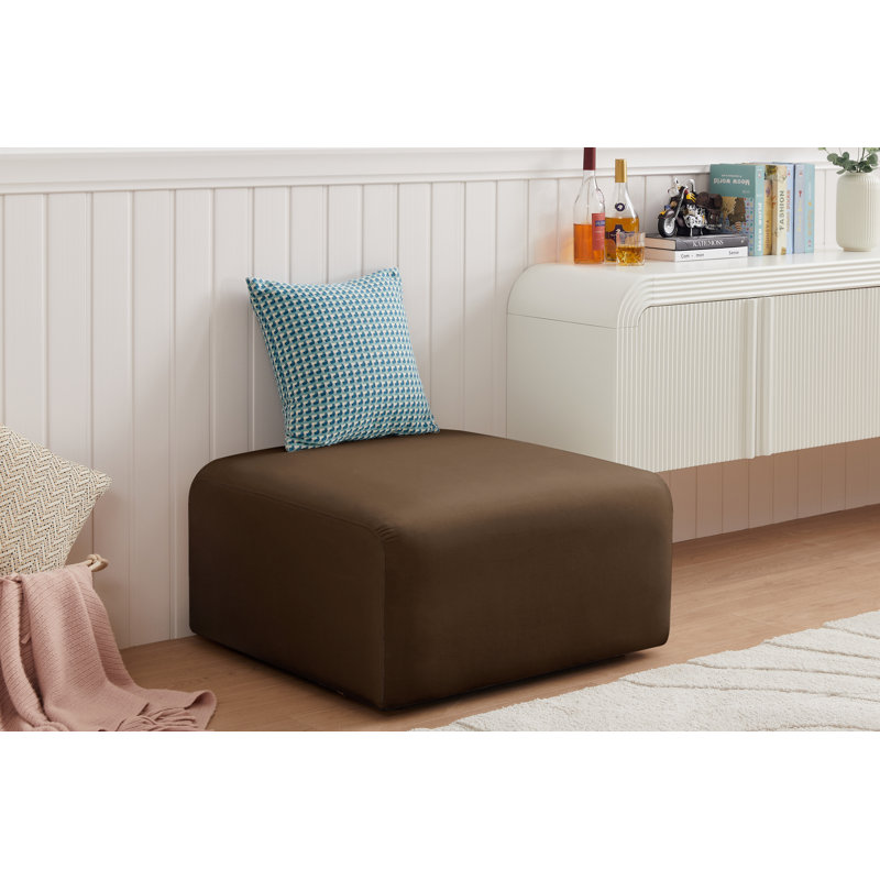 Repose-pieds en velours 31 po Hingham Josie, Velours brun