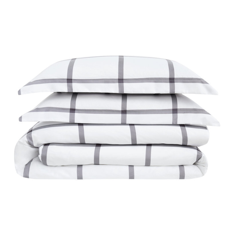 Ensemble d'édredon, Édredon simple TG + 1 taie décorative, Blanc / gris anthracite