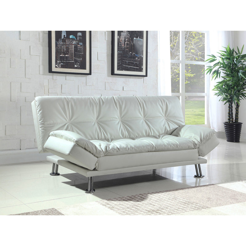Kimpton White Upholstered Tufted Convertible Sofa Bed