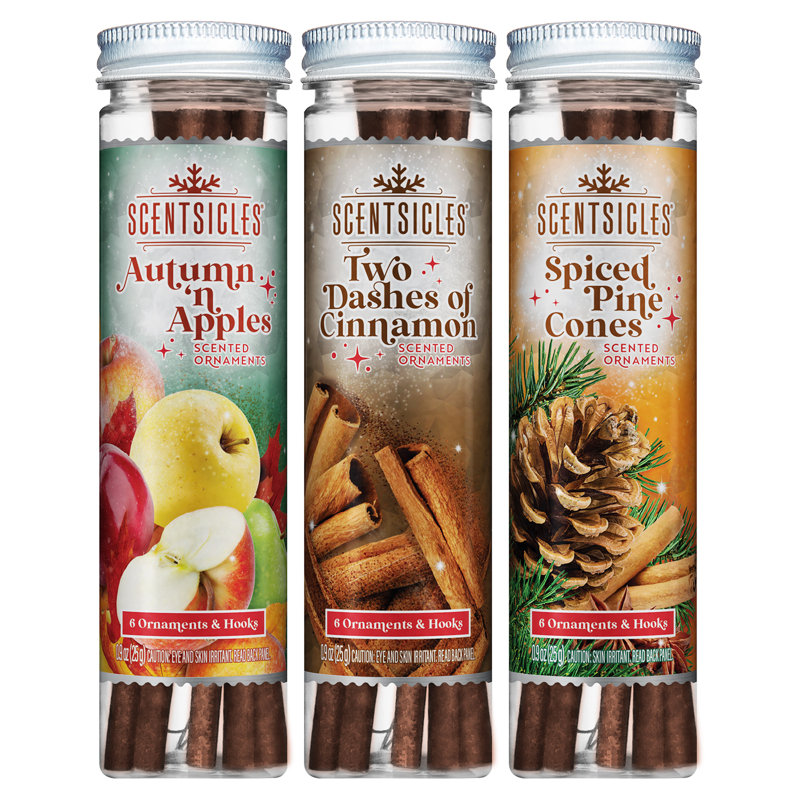 Scentsicles, bâton de 6 pièces, pommes d'automne et deux pointes de cannelle, pommes de pin épicées - paquet de 3