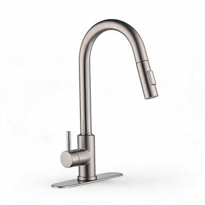 Robinet de cuisine en acier inoxydable nickel brossé avec douchette extractible