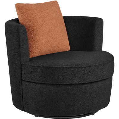 Swivel Accent Armchair with Throw Pillow