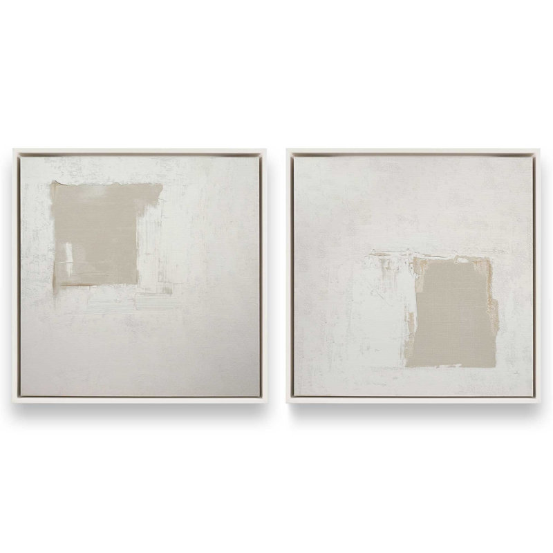 Ensemble de 2 estampes ivoire, Cadre flottant blanc opaque, 12 po x 12 po