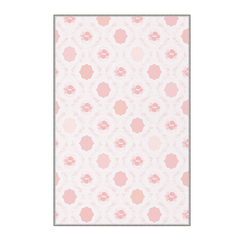 Tapis rose en polyester tissé à plat Clapp, Rectangle 3 pi 3 po x 4 pi 11 po