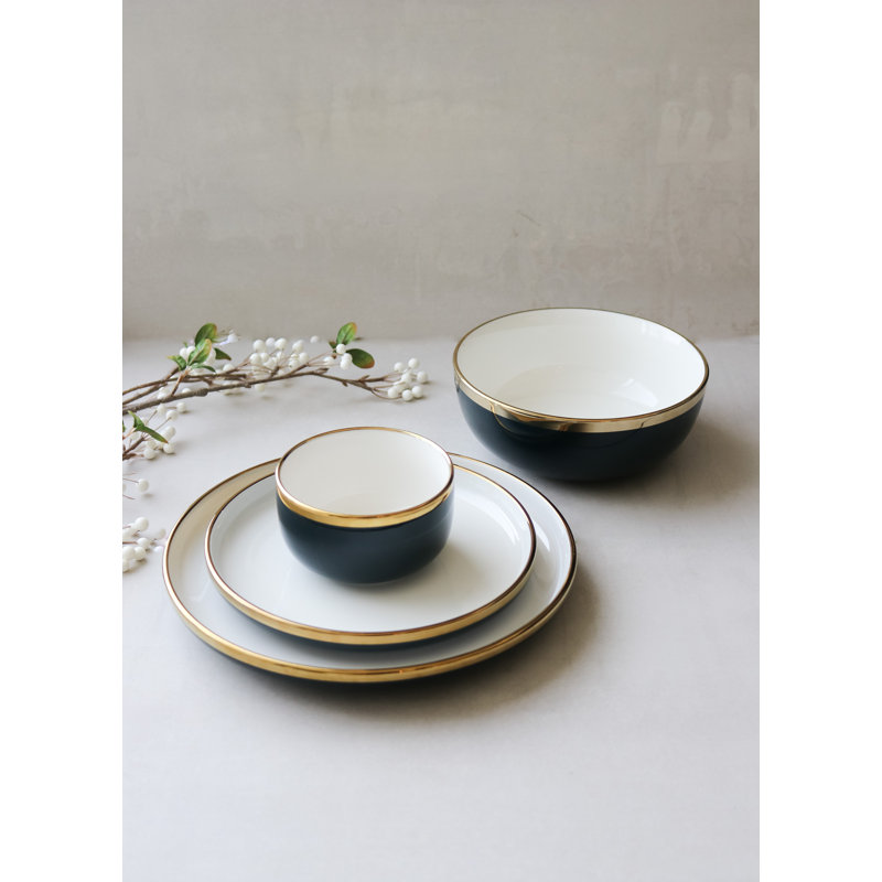 "The Luxury Collection" bleu et blanc avec bordure dorée - petite assiette 8 "