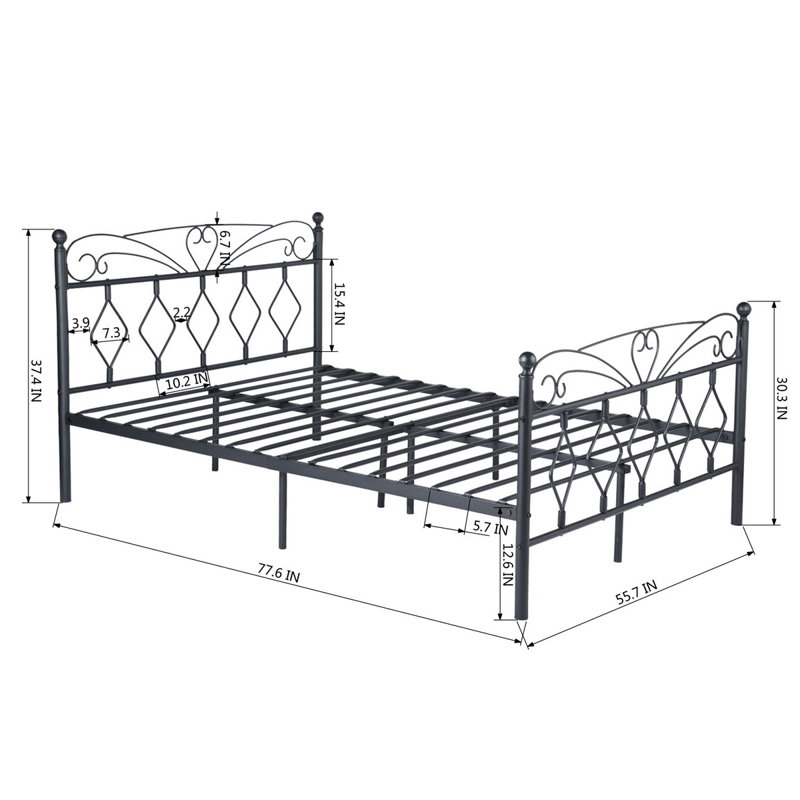 Artie Metal Bed, Black, Double (4'6)
