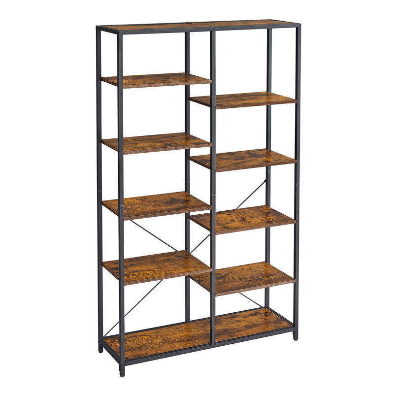 Wauchula 170cm H x 100cm W Library Bookcase, Rustic Brown