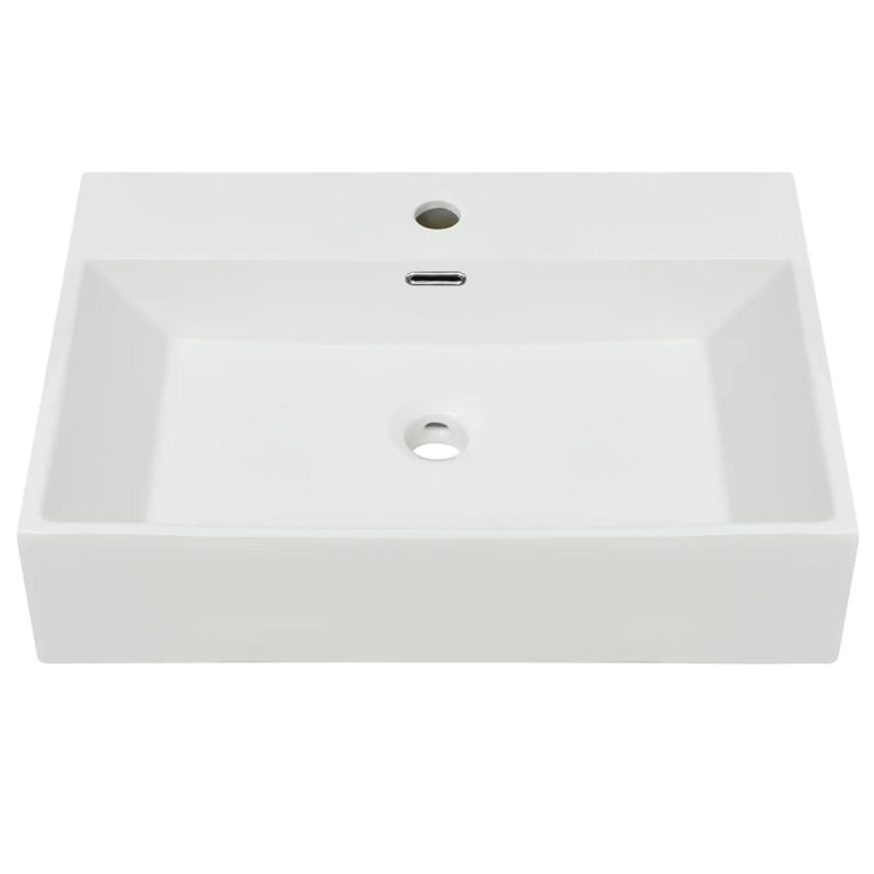 Belfry Bathroom Rochell 605mm L x 425mm W White Ceramic Rectangular Sink with Overflow