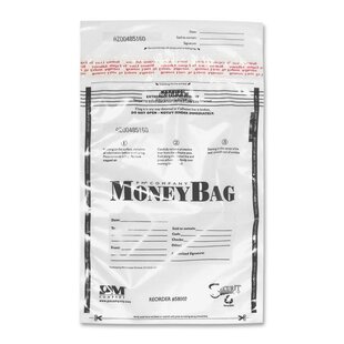 Disposable Deposit Bag, Plastic, 9"x12", 100 per Pack, Opaque/Clear