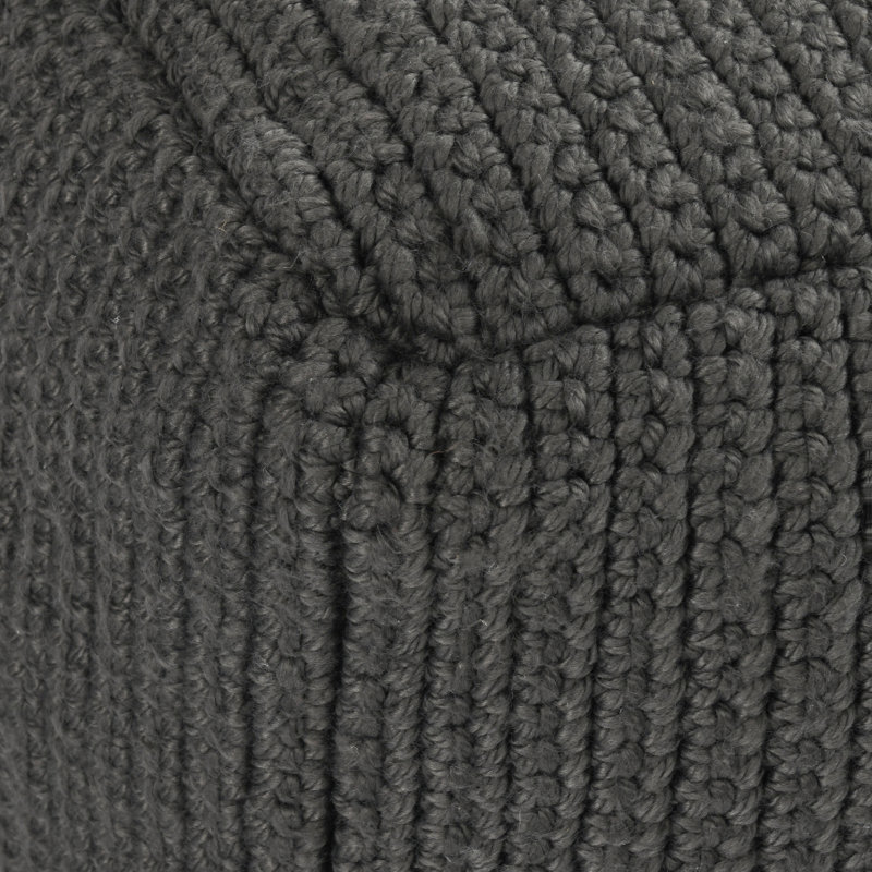 Prism 18" Wide Handwoven Square Pouf, Black