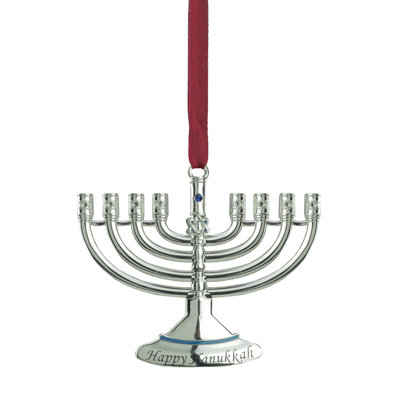 Ornement de Hanoukka suspendue 3,25 "bleu et argent