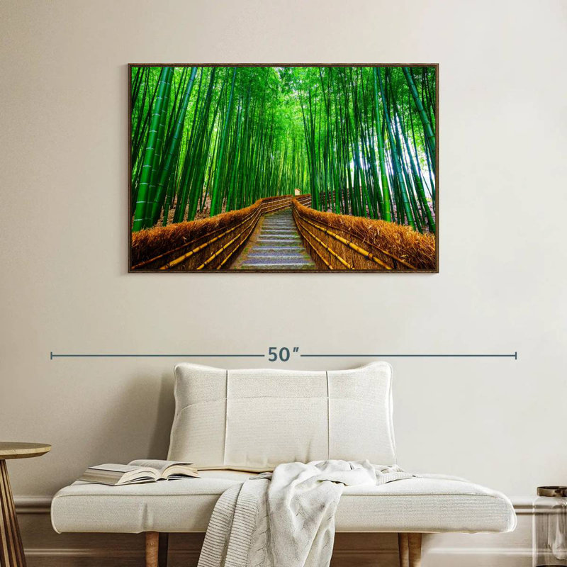 Bambou Arashiyama, Cadre flottant noyer, 40 po x 27 po