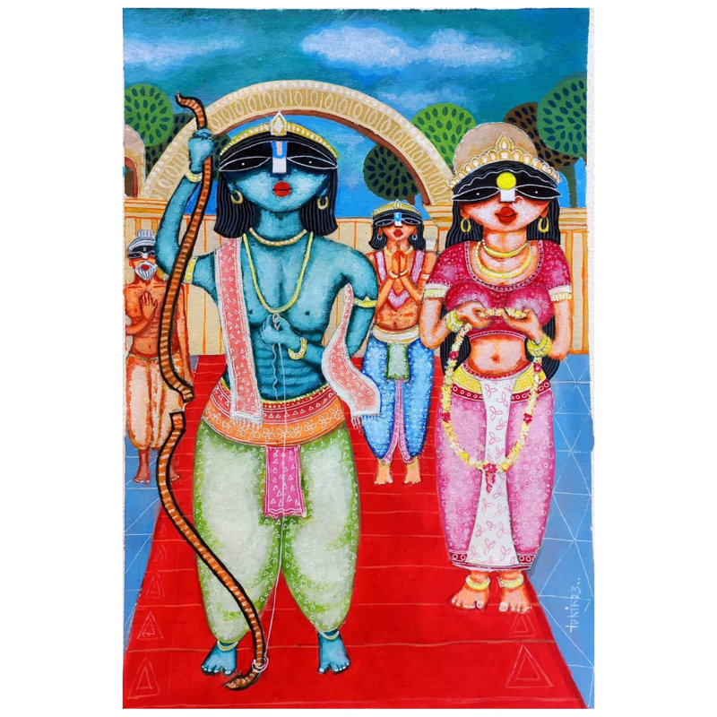 Swayamvar de Sita | Acrylique sur papier | Par Tuhin Rakshit