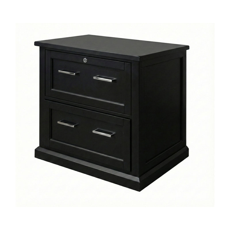 Abby Modern Wood Lateral File Cabinet - Black