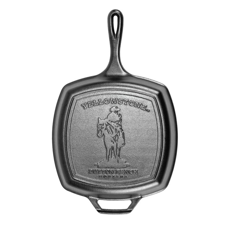 Yellowstone 10.5 In Square Grill Pan, w/Cowboy